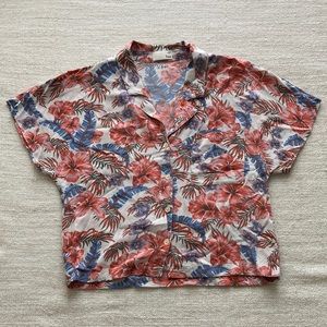 Aritzia Wilfred Free Hibiscus Print Aloha Shirt XXS